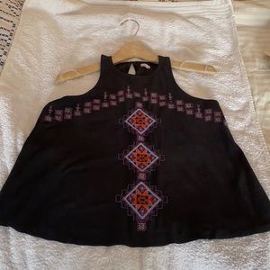 Hollister suede faux tribal embroidery tank small